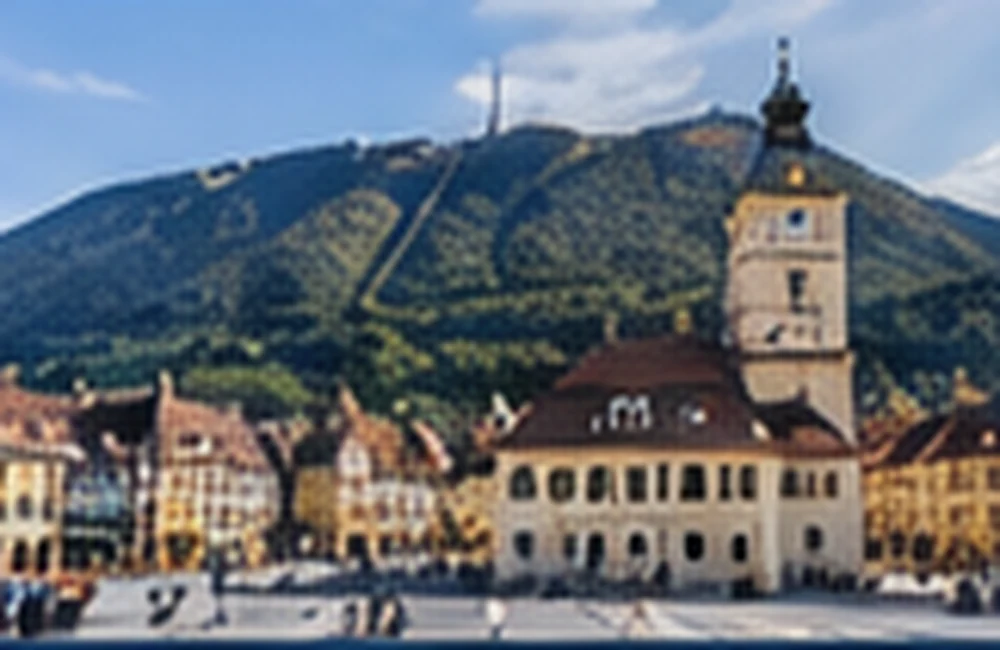 Brașov, Romania — Historic Council Square and Carpathian foothills
